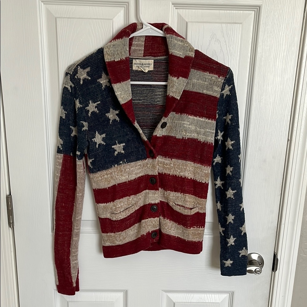 Denim & Supply Ralph Lauren American Flag Cardigan - Red, Blue, Cream